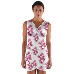 Santa Rita Flowers Pattern Wrap Front Bodycon Dress by dflcprintsclothing