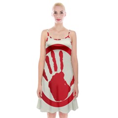 Bloody Handprint Stop Emob Sign Red Circle Spaghetti Strap Velvet Dress by Mariart