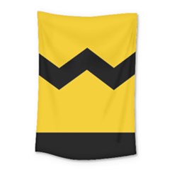 Chevron Wave Yellow Black Line Small Tapestry by Mariart