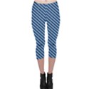 Striped  Line Blue Capri Leggings  View1