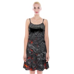 Volcanic Lava Background Effect Spaghetti Strap Velvet Dress by Simbadda