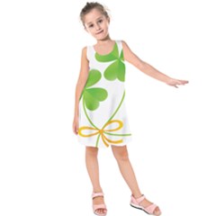 Flower Floralleaf Green Reboon Kids  Sleeveless Dress by Mariart