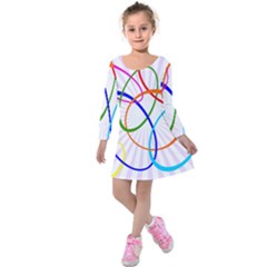 Abstract Background With Interlocking Oval Shapes Kids  Long Sleeve Velvet Dress by Nexatart