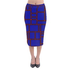 Line Plaid Red Blue Velvet Midi Pencil Skirt by Mariart