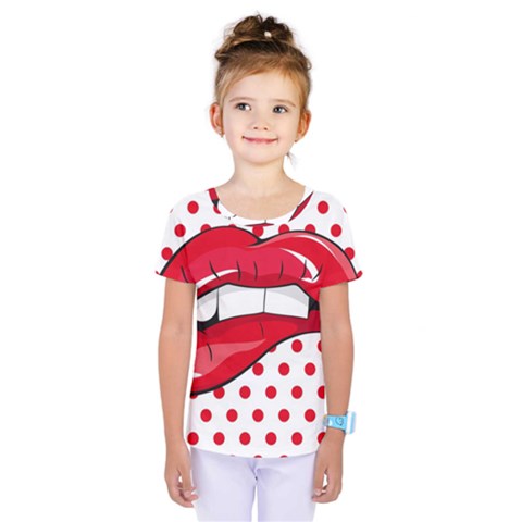 Sexy Lips Red Polka Dot Kids  One Piece Tee by Mariart