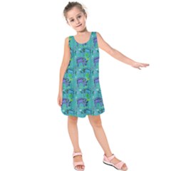 Elephants Animals Pattern Kids  Sleeveless Dress by Nexatart