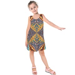 Kaleidoscopic Pattern Colorful Kaleidoscopic Pattern With Fabric Texture Kids  Sleeveless Dress by Nexatart