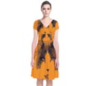 Cat Graphic Art Short Sleeve Front Wrap Dress View1