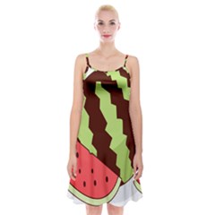 Watermelon Slice Red Green Fruite Circle Spaghetti Strap Velvet Dress by Mariart