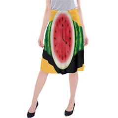 Watermelon Slice Red Orange Green Black Fruite Time Midi Beach Skirt by Mariart