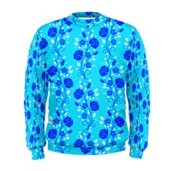 Vertical Floral Rose Flower Blue Men s Sweatshirt by Mariart