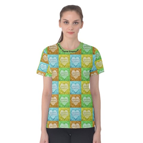 Colorful Happy Easter Theme Pattern Women s Cotton Tee by dflcprintsclothing