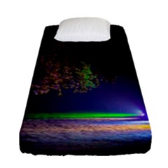 Illuminated Trees At Night Fitted Sheet (single Size) by Nexatart