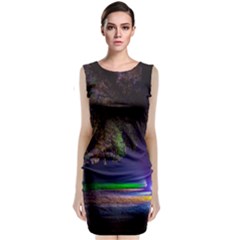 Illuminated Trees At Night Classic Sleeveless Midi Dress by Nexatart