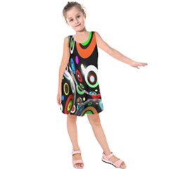 Background Balls Circles Kids  Sleeveless Dress by Nexatart