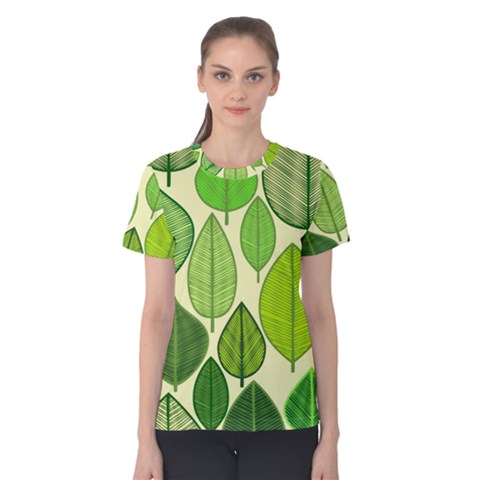 Leaves Pattern Design Women s Cotton Tee by TastefulDesigns