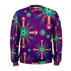 Purple And Green Floral Geometric Pattern Men s Sweatshirt by LovelyDesigns4U