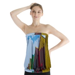 Brightly Colored Dressing Huts Strapless Top by Nexatart