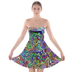 Colorful Abstract Paint Rainbow Strapless Bra Top Dress by Mariart