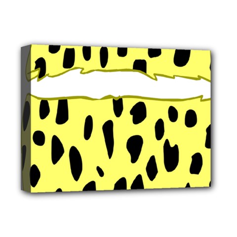 Leopard Polka Dot Yellow Black Deluxe Canvas 16  X 12   by Mariart