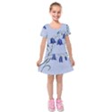 Floral Blue Bluebell Flowers Watercolor Painting Kids  Short Sleeve Velvet Dress View1