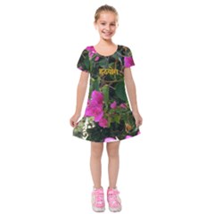 Hatha Yoga On Flowers Kids  Short Sleeve Velvet Dress by StandAndStare