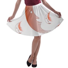 Moon Moonface Pattern Outlines A-line Skater Skirt by Nexatart