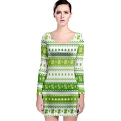 Flower Floral Green Shamrock Long Sleeve Bodycon Dress by Mariart