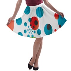 Polka Dot Circle Red Blue Green A-line Skater Skirt by Mariart