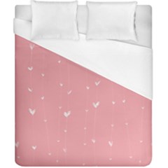 Pink Background With White Hearts On Lines Duvet Cover (california King Size) by TastefulDesigns