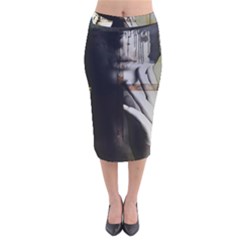 Burnt Velvet Midi Pencil Skirt by mugebasakart