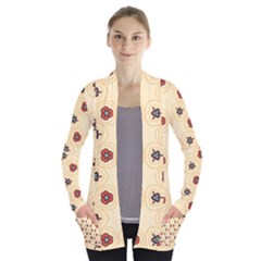 Orange Flowers Pattern   Women s Open Front Pockets Cardigan by LalyLauraFLM