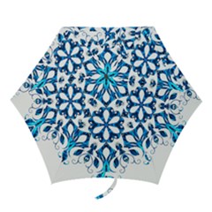 Blue Snowflake On Black Background Mini Folding Umbrellas by Nexatart