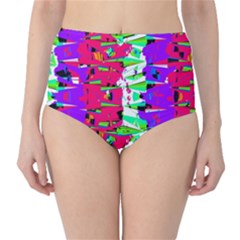 Colorful Glitch Pattern Design High-waist Bikini Bottoms by dflcprintsclothing