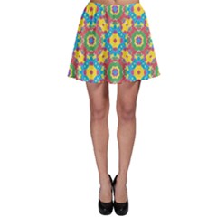 Geometric Check Multicolored Pattern Skater Skirt by dflcprintsclothing