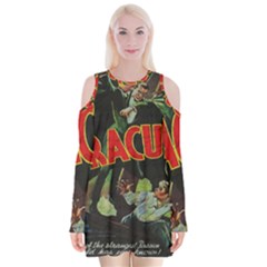 Dracula Velvet Long Sleeve Shoulder Cutout Dress by Valentinaart