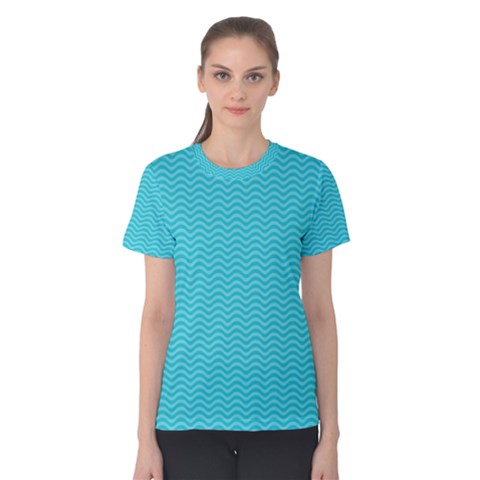 Blue Waves Pattern  Women s Cotton Tee by TastefulDesigns