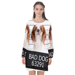 Bad Dog Long Sleeve Chiffon Shift Dress  by Valentinaart