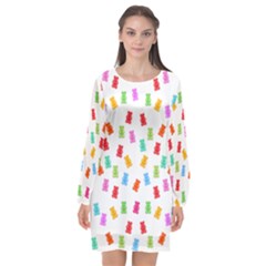 Candy Pattern Long Sleeve Chiffon Shift Dress  by Valentinaart