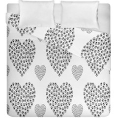 Black Paw Hearts Love Animals Duvet Cover Double Side (king Size) by Mariart