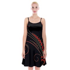 Flower Leaf Red Black Spaghetti Strap Velvet Dress by Mariart