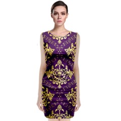 Flower Purplle Gold Classic Sleeveless Midi Dress by Mariart