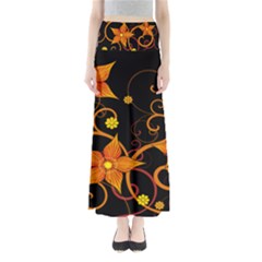 Star Leaf Orange Gold Red Black Flower Floral Maxi Skirts by Mariart