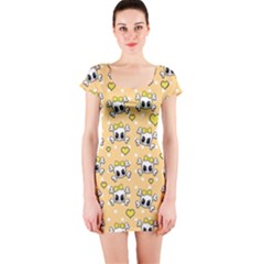 Cute Skull Short Sleeve Bodycon Dress by Valentinaart