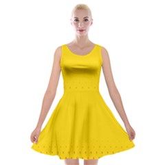 Yellow Star Light Space Velvet Skater Dress by Mariart