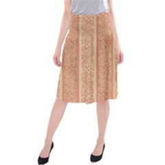 Flower Floral Leaf Frame Star Brown Midi Beach Skirt by Mariart