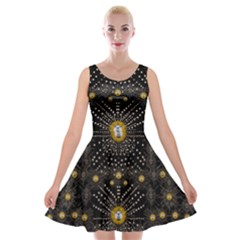 Lace Of Pearls In The Earth Galaxy Pop Art Velvet Skater Dress by pepitasart