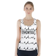 Black And White Wavy Stripes Pattern Racer Back Sports Top by dflcprintsclothing