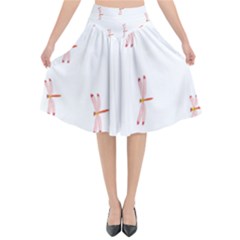 Animal Dragonfly Fly Pink Flared Midi Skirt by Mariart