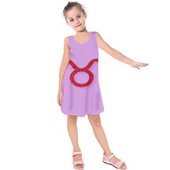 Illustrated Zodiac Purple Red Star Polka Circle Kids  Sleeveless Dress by Mariart